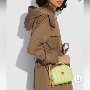 New COACH Pale Lime Puffy Quilted Lunchbox Top Handle Bag Crossbody